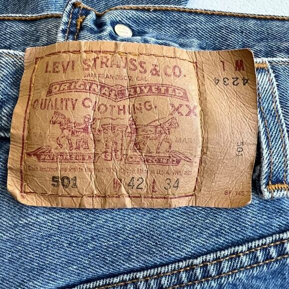 Levi's 501 Jeans Men 42 X 34 Denim Straight Leg Button Fly Made in USA VTG Retro - Picture 3 of 16